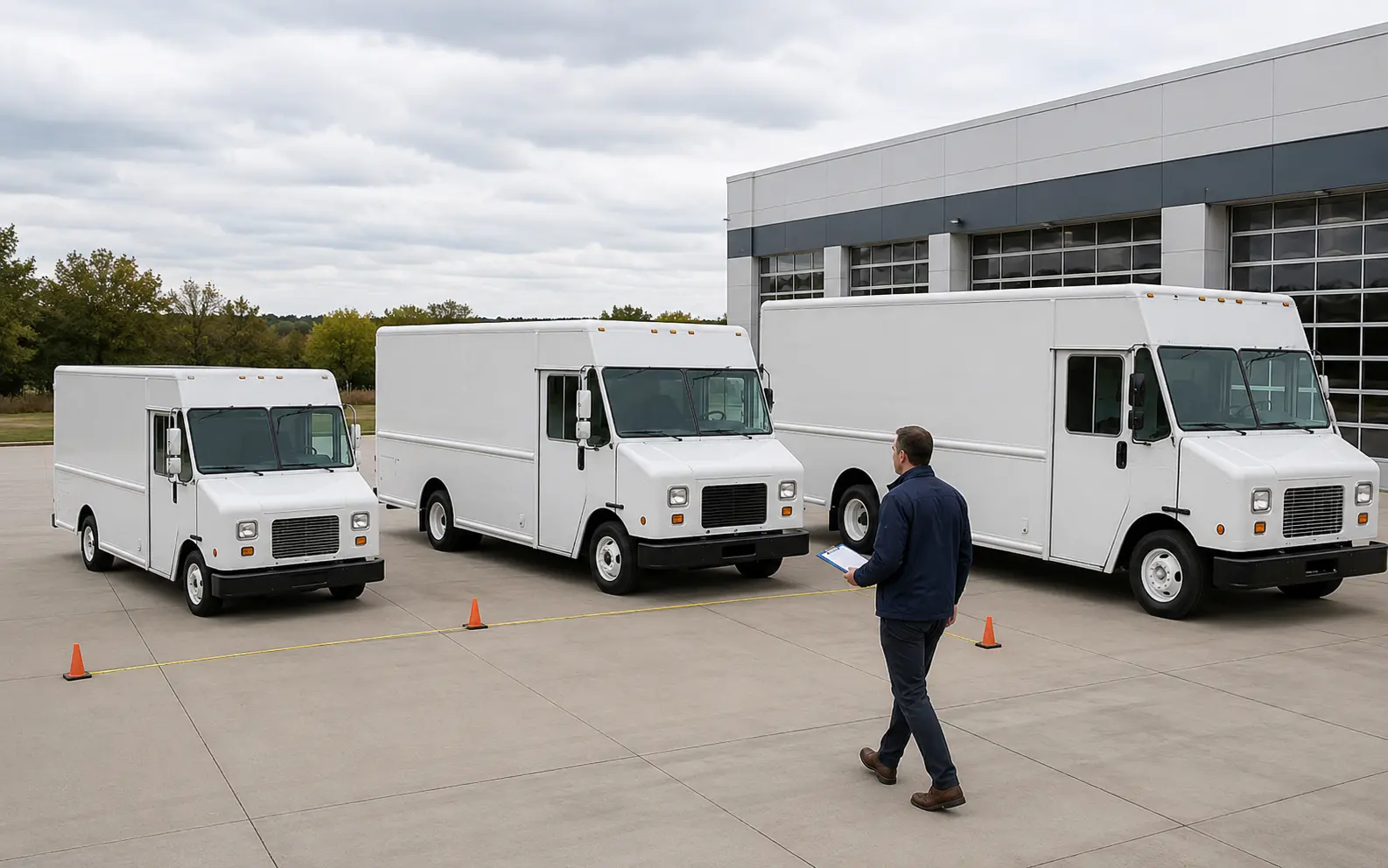Fleet specialist comparing three commercial step-van sizes