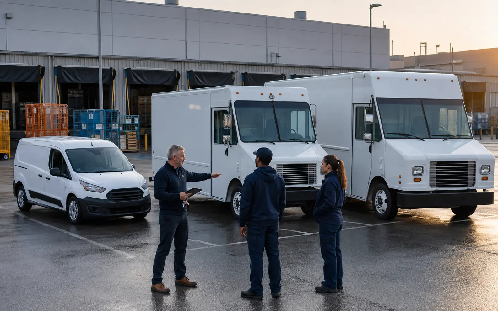Fleet manager selecting rental vehicle classes for delivery routes